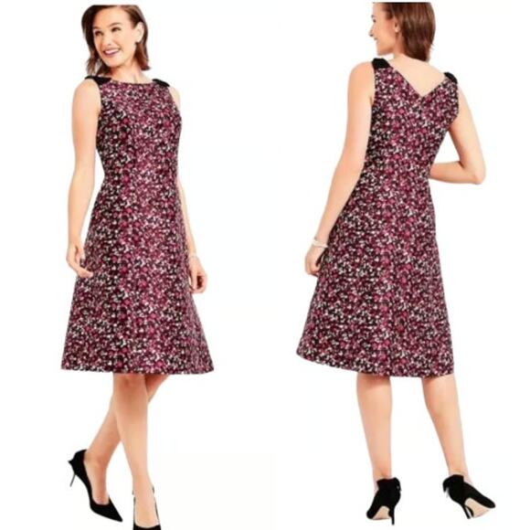 Talbots RSVP Bow Shoulder Confetti Print Fit & Flare Dress  EUC 22W - Picture 1 of 7